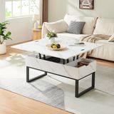 [en.casa] Salontafel Rauli marmerlook wit en zwart 100x50x47 cm