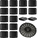 OEM Set van 16 krasbestendige siliconen pads, beschermhoezen voor heteluchtfriteuse, voetjes voor bakplaten in de heteluchtfriteuse, dempingspads voor heteluchtfriteuses, reserveonderdelen en accessoires, zwart.