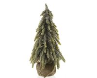 Everlands Mini kerstboom tafelboom mini PE jute l12b12h20 cm groen/wit