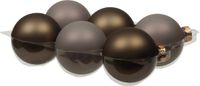Othmar Decorations Boules de Noël - 6x pc - gris/brun - 8 cm - verre - mat/brillant - décoration de Noël