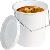 Merkloos Melk/voorraademmer met handvat en deksel, inhoud: 2 l, kunststof, wit