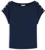 Tommy Hilfiger Femme T-shirt Manches Courtes Coton S Bleu Foncé Automne/Hiver 2026