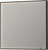 INK® SP19 Rechthoekige Spiegel - Mat Zwart - 100x80cm - Met LED, Spiegelverwarming & Dimbaar
