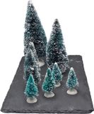 Merkloos / Sans marque Bellatio Decorations Kerstdorp accessoires - 8x - mini kerstbomen - kunststof - 4-19 cm