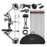 VEVOR Arc à poulies, réglable de 482,6 à 762 mm, kit arc de chasse pour débutant, puissance de 8,62 à 31,75 kg, kit pour droitier avec équipement de chasse, vitesse de flèche maximale 97,5 m/s, noir