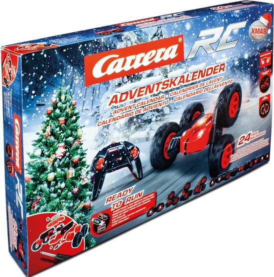 CARRERA RC Turnator Xmas Calender, adventskalender, voor kinderen vanaf 12 jaar, adventskalender voor knutselaars, op afstand bestuurde auto zelf bouwen, direct klaar voor gebruik