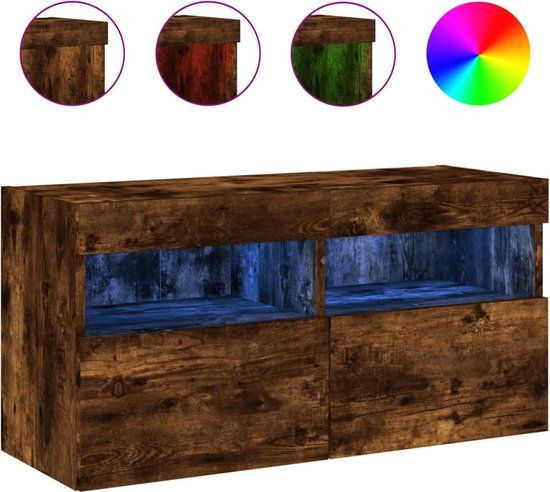 vidaXL Tv-wandmeubel met LED-verlichting 80x30x40 cm gerookt eiken