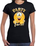 Bellatio Decorations Verkleed t-shirt voor dames - zwart - party time emoji - themafeest M