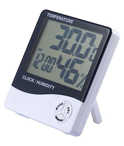 LEOFLA Digitale thermometer, hygrometer, klok, datum met lcd-display, 12/24 uur alarm