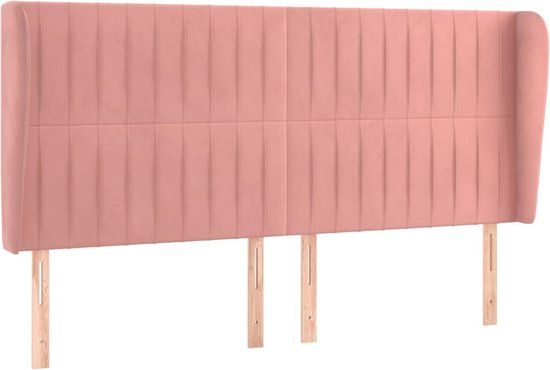 vidaXL Hoofdbord met randen 183x23x118/128 cm fluweel roze