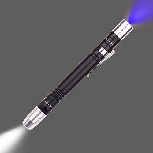 Pocketman Détecteur Torche Ultra Violet Blanc Violet - Mini Lampe de poche UV 395nm 2 en 1