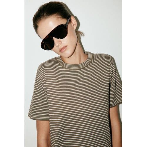 Mango top met krijtstreep - beige