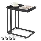 VASAGLE Bijzettafel op wielen, met metalen frame, 50 x 35 x 60 cm | Nachtkastje, banktafel, salontafel, eenvoudig te monteren, modern basic ontwerp, zwart, BARNET Collectie LNT050B56