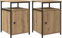 vidaXL Nachtkastje Artisanaal Eikenkleurig Bewerkt Hout