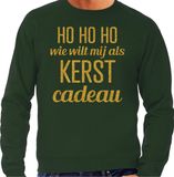 Bellatio Decorations Foute kersttrui/sweater voor heren - Hohoho kerst cadeau - groen - glitter goud M
