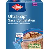 Albal - 8 diepvrieszakken Ultra Zip - Groot model 8L - Ritssluiting - Duurzaam - 70% gerecyclede grondstoffen