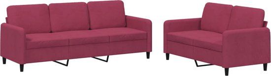 VidaXL 2-delige Loungeset fluweel wijnrood