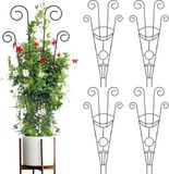 Merkloos / Sans marque Gardiloni B.V. Plantensteunen Potplanten - Klimplant Ondersteuning - Binnen Buiten - 4 Pack Maanvorm - 76 cm Hoog - Zwart