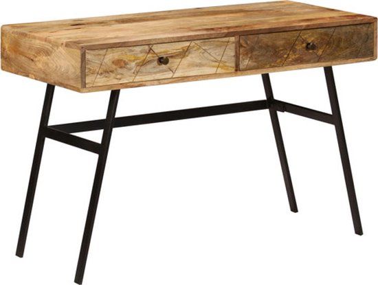 vidaXL Schrijftafel met lades 110x50x76 cm massief mangohout
