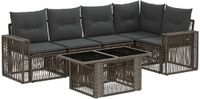 vidaXL Tuinbank Set 6-delig Grijs en Donkergrijs Polyrattan
