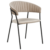 Beliani MARIPOSA - Eetkamerstoel set van 2 - Taupe - Fluweel