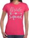 Bellatio Decorations Shoppartners Bv Vrijgezellenfeest Bride Squad Cupido zilver glitter tekst t-shirt roze dames - Maat M