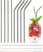 Paille en acier inoxydable 8 pailles réutilisables 3 brosses de nettoyage pailles métalliques longueur 21,5 cm couleur argent