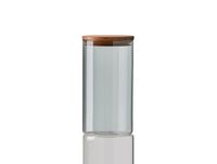 Aida Bocal en verre avec couvercle en bois Raw fumé moyen