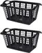 Storage Solutions wasmand met handvatten - 2x stuks - zwart - 37 liter - 60 x 40 x 30 cm