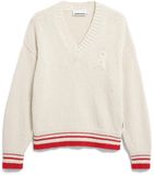 Armedangels Vrouwentrui Iconic V-hals Gestreept Katoen M Oatmilk-mars Red