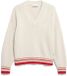 Armedangels Vrouwentrui Iconic V-hals Gestreept Katoen M Oatmilk-mars Red
