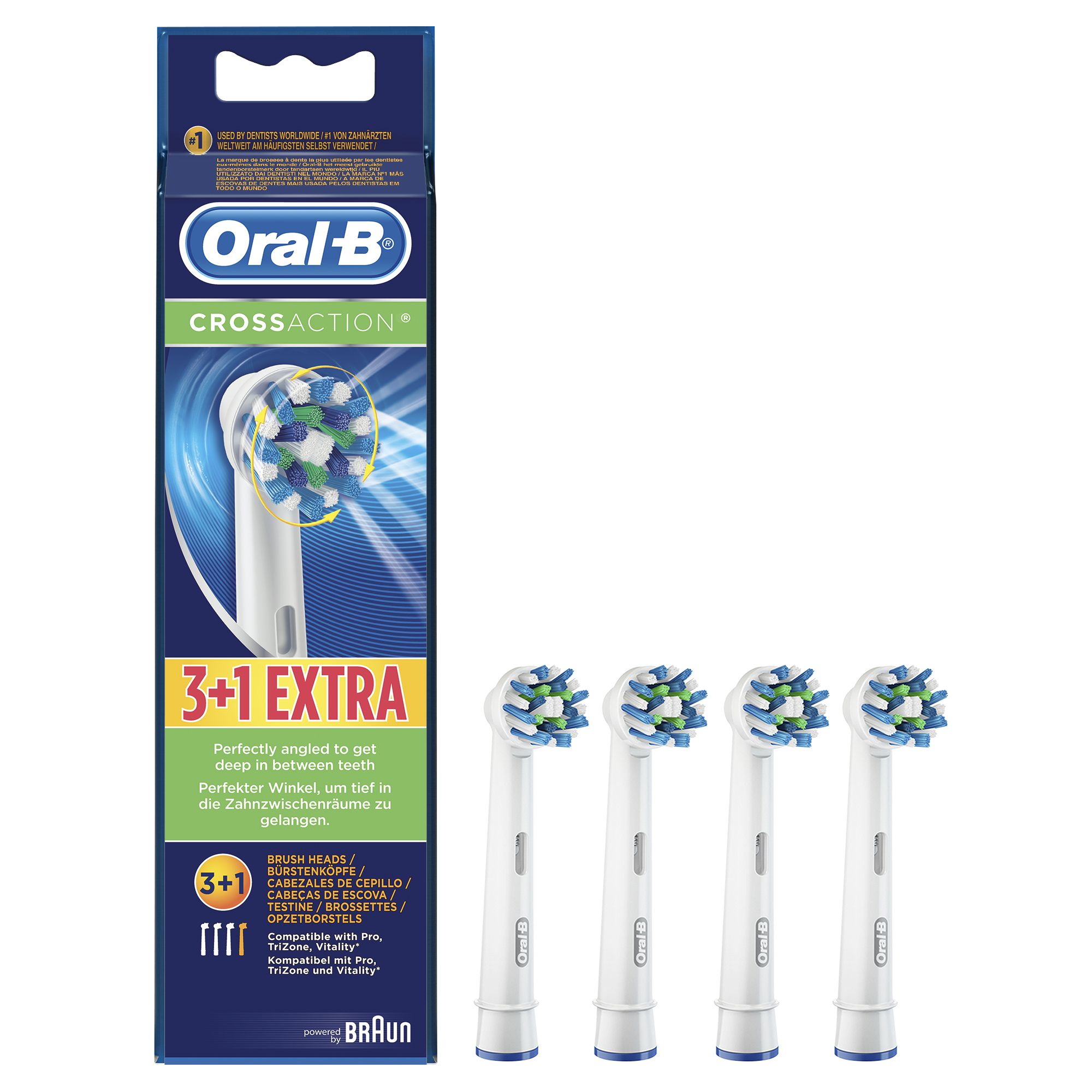 Oral-B CrossAction Opzetborstels - 4 stuks