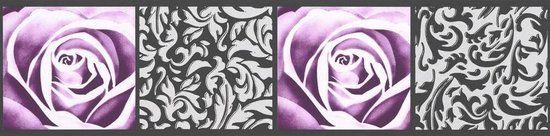 A.S. Création Only Borders 11 - ROZEN BEHANGRAND - Zelfklevend - Zwart Lila - Behangrand