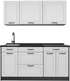 Vicco Eenpersoonskeuken R-Line, Wit landelijk/Antraciet, 160 cm antraciet werkblad