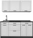 Vicco Eenpersoonskeuken R-Line, Wit landelijk/Antraciet, 160 cm antraciet werkblad
