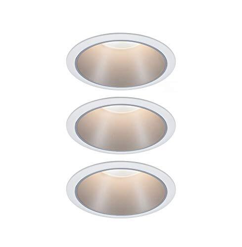 Paulmann 93410 LED-inbouwarmatuur Cole rond incl 3x6,5 watt dimbare inbouwspot wit, zilver Inbouwlamp kunststof, aluminium zink plafondspot 2700 K, 3er-Set