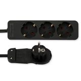 REV stekkerdoos 3-voudig SMART - stekkerblok met platte stekker, 2m, zwart