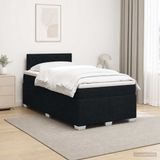 vidaXL Boxspringbed met matras, hoofdeinde, zwart, 120 x 200 cm, stof