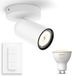 Philips Hue Pongee Opbouwspot (Wit) - Warm tot Koelwit Licht - Incl. Hue Dimmer Switch - Wandspot of Plafondspot met 1 Lichtpunt - GU10 - Hue White Ambiance