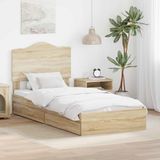 vidaXL Opbergbed met lade Sonoma Eik 90 x 190 cm Bewerkt hout