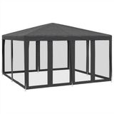 vidaXL Partytent met 8 mesh zijwanden 4x4 m HDPE antracietkleurig