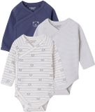 Vertbaudet Set van 3 babybody's met lange mouwen blauw