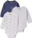 Vertbaudet Set van 3 babybody's met lange mouwen blauw