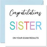 Gefeliciteerd Zuster Cards - Op uw examens - Trots op u Card Gefeliciteerd Graduation Degree Examen Resultaten School College Examens GCSE A Level Uni, 145mm x 145mm Goed Gedaan Wenskaarten