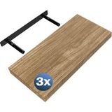 Casaria® Étagère murale étagère flottante 50cm lot de 3 chêne + support