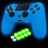 HLRAO PS4 Controller Skin Siliconen Grip Glow in Dark beschermhoes voor PS4/Slim/Pro Controller + 8 FPS Pro Thumb Grips + 2 stuks Caps