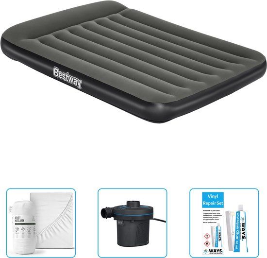 Bestway Luchtbed - Twijfelaar - 137 x 191 x 30 cm - Donkerblauw - Inclusief Hoeslaken, Pomp en Reparatieset