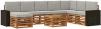 vidaXL - Hoek loungeset - Acacia hout - Naturel en lichtgrijs