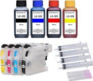 Brother Cartouches d'encre rechargeables, compatibles avec LC-123, plus 400 ml d'encre de recharge