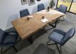 MASSIVMOEBEL24.DE FREEFORM Table à manger 240x100 en bois de manguier laqué beige pieds en U anthracite mat